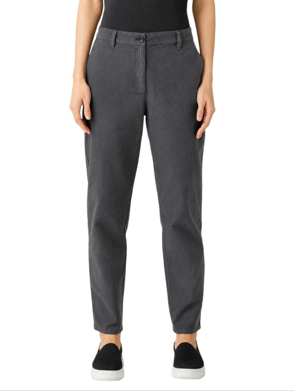 Eileen Fisher Cotton Hemp Stretch Tapered Pants   Gray Women's 14